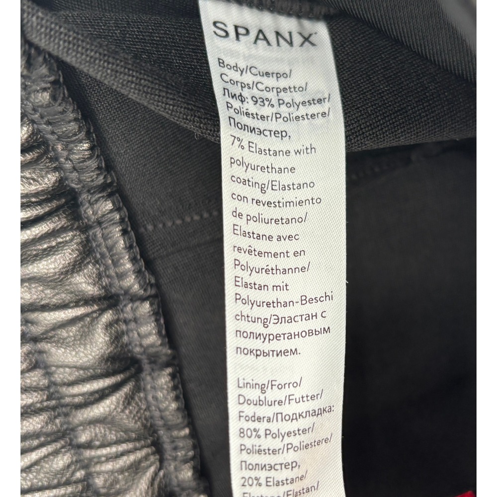 NWT Spanx Faux Leather Jogger Pants Skinny Leg Elastic Cuff High Rise Black XS - Picture 4 of 12